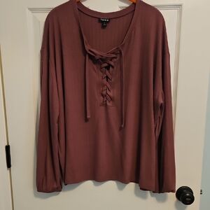 Torrid Women's Mauve Lace-Up Blouse Size 1x